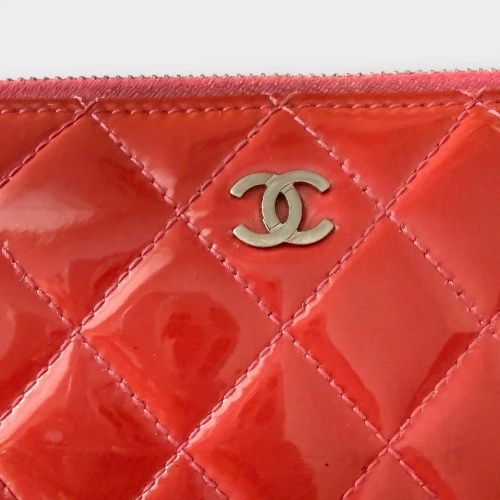 Chanel Matelassé Patent Long Wallet Pink-Orange | Authentic COA + NFT